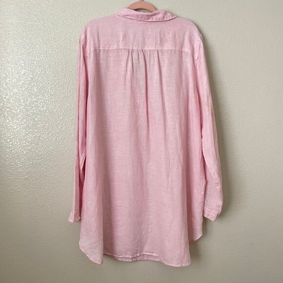 CP Shades Dress Womens Large Pink 100% Linen Mini Tunic Pockets Lagenlook Beach - Picture 6 of 13